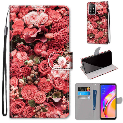 Coloured Drawing Cross Texture Horizontal Flip PU Leather Case with Holder & Card Slots & Wallet & Lanyard, For OPPO F19 Pro+ 5G / A94 5G / A95 5G