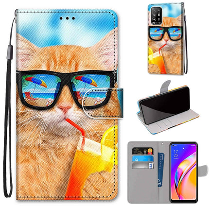 Coloured Drawing Cross Texture Horizontal Flip PU Leather Case with Holder & Card Slots & Wallet & Lanyard, For OPPO F19 Pro+ 5G / A94 5G / A95 5G