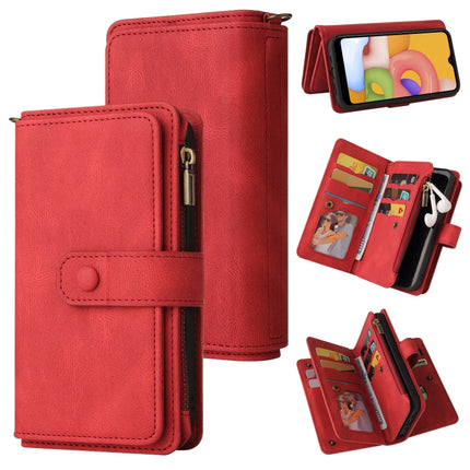 Skin Feel PU + TPU Horizontal Flip Leather Case with Holder & 15 Cards Slot & Wallet & Zipper Pocket & Lanyard, For Samsung Galaxy A01, For Samsung Galaxy A02 EU Version, For Samsung Galaxy A02s, For Samsung Galaxy A03s, For Samsung Galaxy A12 5G      ...
