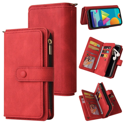 Skin Feel PU + TPU Horizontal Flip Leather Case with Holder & 15 Cards Slot & Wallet & Zipper Pocket & Lanyard, For Samsung Galaxy A01, For Samsung Galaxy A02 EU Version, For Samsung Galaxy A02s, For Samsung Galaxy A03s, For Samsung Galaxy A12 5G      ...