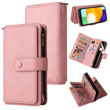 Skin Feel PU + TPU Horizontal Flip Leather Case with Holder & 15 Cards Slot & Wallet & Zipper Pocket & Lanyard, For Samsung Galaxy A01, For Samsung Galaxy A02 EU Version, For Samsung Galaxy A02s, For Samsung Galaxy A03s, For Samsung Galaxy A12 5G      ...