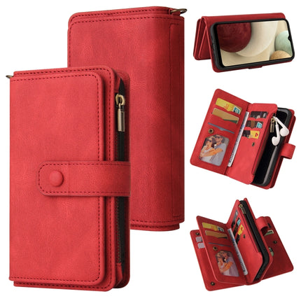Skin Feel PU + TPU Horizontal Flip Leather Case with Holder & 15 Cards Slot & Wallet & Zipper Pocket & Lanyard, For Samsung Galaxy A01, For Samsung Galaxy A02 EU Version, For Samsung Galaxy A02s, For Samsung Galaxy A03s, For Samsung Galaxy A12 5G      ...