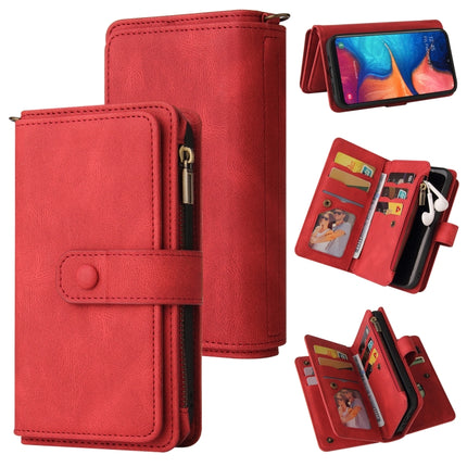 Skin Feel PU + TPU Horizontal Flip Leather Case with Holder & 15 Cards Slot & Wallet & Zipper Pocket & Lanyard, For Samsung Galaxy A20e, For Samsung Galaxy A22 4G, For Samsung Galaxy A22 5G, For Samsung Galaxy A32 4G, For Samsung Galaxy A32 5G         ...