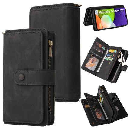 Skin Feel PU + TPU Horizontal Flip Leather Case with Holder & 15 Cards Slot & Wallet & Zipper Pocket & Lanyard, For Samsung Galaxy A20e, For Samsung Galaxy A22 4G, For Samsung Galaxy A22 5G, For Samsung Galaxy A32 4G, For Samsung Galaxy A32 5G         ...
