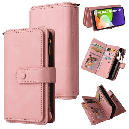 Skin Feel PU + TPU Horizontal Flip Leather Case with Holder & 15 Cards Slot & Wallet & Zipper Pocket & Lanyard, For Samsung Galaxy A20e, For Samsung Galaxy A22 4G, For Samsung Galaxy A22 5G, For Samsung Galaxy A32 4G, For Samsung Galaxy A32 5G         ...