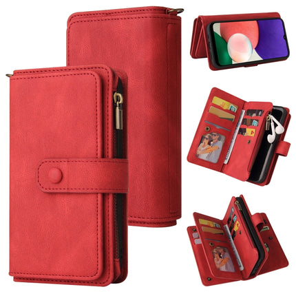 Skin Feel PU + TPU Horizontal Flip Leather Case with Holder & 15 Cards Slot & Wallet & Zipper Pocket & Lanyard, For Samsung Galaxy A20e, For Samsung Galaxy A22 4G, For Samsung Galaxy A22 5G, For Samsung Galaxy A32 4G, For Samsung Galaxy A32 5G         ...