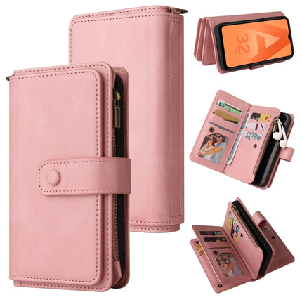 Skin Feel PU + TPU Horizontal Flip Leather Case with Holder & 15 Cards Slot & Wallet & Zipper Pocket & Lanyard, For Samsung Galaxy A20e, For Samsung Galaxy A22 4G, For Samsung Galaxy A22 5G, For Samsung Galaxy A32 4G, For Samsung Galaxy A32 5G         ...