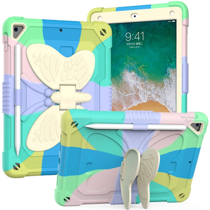 Beige PC + Silicone Anti-drop Protective Case with Butterfly Shape Holder & Pen Slot, For iPad 9.7 2018 & 2017 / Pro 9.7 inch / Air 2 / 6, For iPad 10.2 2021 & 2020 & 2019 / Air 3 10.5 inch, For iPad 10.2 2020 & 2019 / Air 3 10.5 inch������������������...