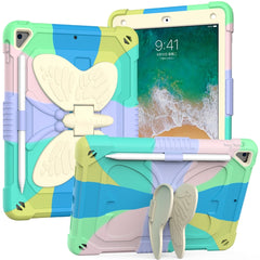 Beige PC + Silicone Anti-drop Protective Case with Butterfly Shape Holder & Pen Slot, For iPad 9.7 2018 & 2017 / Pro 9.7 inch / Air 2 / 6, For iPad 10.2 2021 & 2020 & 2019 / Air 3 10.5 inch, For iPad 10.2 2020 & 2019 / Air 3 10.5 inch