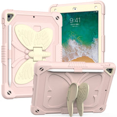 Beige PC + Silicone Anti-drop Protective Case with Butterfly Shape Holder & Pen Slot, For iPad 9.7 2018 & 2017 / Pro 9.7 inch / Air 2 / 6, For iPad 10.2 2021 & 2020 & 2019 / Air 3 10.5 inch, For iPad 10.2 2020 & 2019 / Air 3 10.5 inch