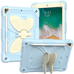 Beige PC + Silicone Anti-drop Protective Case with Butterfly Shape Holder & Pen Slot, For iPad 9.7 2018 & 2017 / Pro 9.7 inch / Air 2 / 6, For iPad 10.2 2021 & 2020 & 2019 / Air 3 10.5 inch, For iPad 10.2 2020 & 2019 / Air 3 10.5 inch