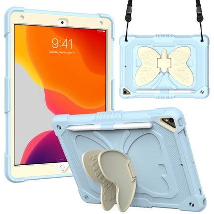 Beige PC + Silicone Anti-drop Protective Case with Butterfly Shape Holder & Pen Slot, For iPad 9.7 2018 & 2017 / Pro 9.7 inch / Air 2 / 6, For iPad 10.2 2021 & 2020 & 2019 / Air 3 10.5 inch, For iPad 10.2 2020 & 2019 / Air 3 10.5 inch������������������...