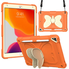 Beige PC + Silicone Anti-drop Protective Case with Butterfly Shape Holder & Pen Slot, For iPad 9.7 2018 & 2017 / Pro 9.7 inch / Air 2 / 6, For iPad 10.2 2021 & 2020 & 2019 / Air 3 10.5 inch, For iPad 10.2 2020 & 2019 / Air 3 10.5 inch