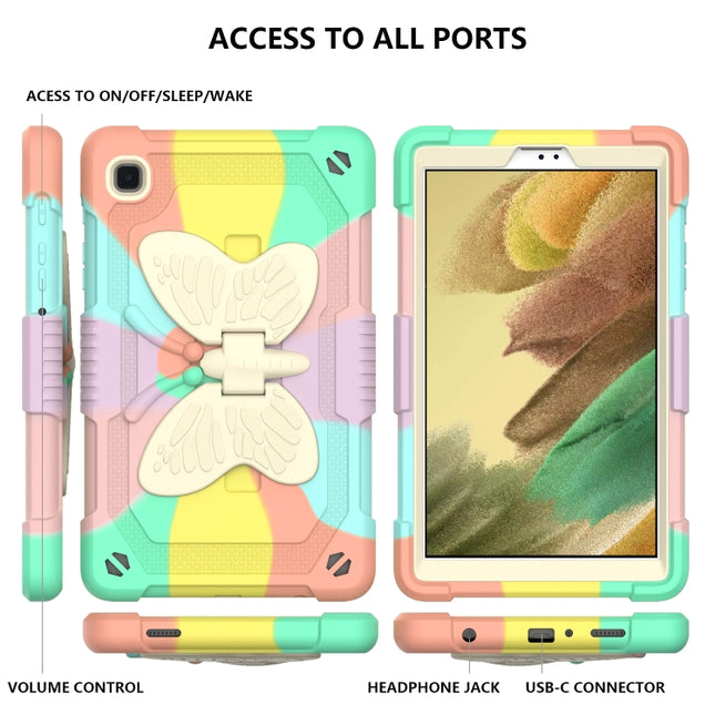 Beige PC + Silicone Anti-drop Protective Case with Butterfly Shape Holder & Pen Slot, For Samsung Galaxy Tab A7 Lite 8.7 SM-T220 / SM-T225