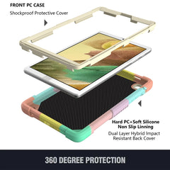 Beige PC + Silicone Anti-drop Protective Case with Butterfly Shape Holder & Pen Slot, For Samsung Galaxy Tab A7 Lite 8.7 SM-T220 / SM-T225