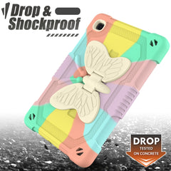 Beige PC + Silicone Anti-drop Protective Case with Butterfly Shape Holder & Pen Slot, For Samsung Galaxy Tab A7 Lite 8.7 SM-T220 / SM-T225