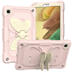 Beige PC + Silicone Anti-drop Protective Case with Butterfly Shape Holder & Pen Slot, For iPad 9.7 2018 & 2017 / Pro 9.7 inch / Air 2 / 6, For iPad 10.2 2021 & 2020 & 2019 / Air 3 10.5 inch, For iPad 10.2 2020 & 2019 / Air 3 10.5 inch