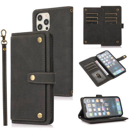 PU + TPU Horizontal Flip Lederhülle mit Halter &amp; Kartenfach &amp; Geldbörse &amp; Trageband, Für iPhone 12 Pro Max, Für iPhone 13 mini, Für iPhone 13, Für iPhone 13 Pro, Für iPhone 13 Pro Max