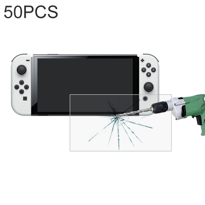 50 PCS 0.26mm 9H 2.5D Tempered Glass Film, For Nintendo Switch OLED (50 PCS)