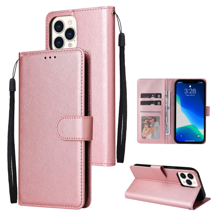 Multifunctional Horizontal Flip Leather Case, with Three Card Slot & Holder & Double Zip Wallett & Photo Frame & Lanyard, For iPhone 13 mini, For iPhone 13, For iPhone 13 Pro