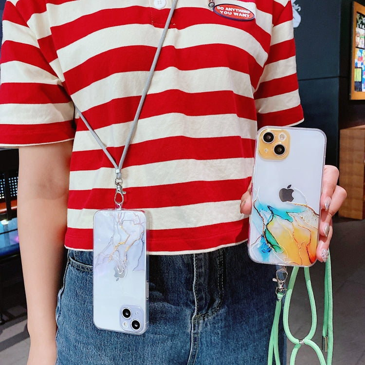 TPU-Schutzhülle mit hohlem Marmormuster und präzisem Loch und Umhängeband, für iPhone 13 Mini, für iPhone 13, für iPhone 13 Pro, für iPhone 13 Pro Max