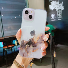 Hollow Marble Pattern TPU Precise Hole Protective Case with Neck Strap Rope, For iPhone 13 mini, For iPhone 13, For iPhone 13 Pro, For iPhone 13 Pro Max