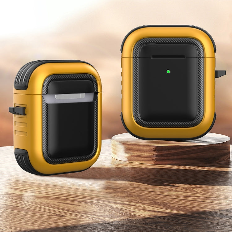 Wireless Earphones Shockproof TPU + PC Protective Case with Carabiner, For AirPods 1 / 2