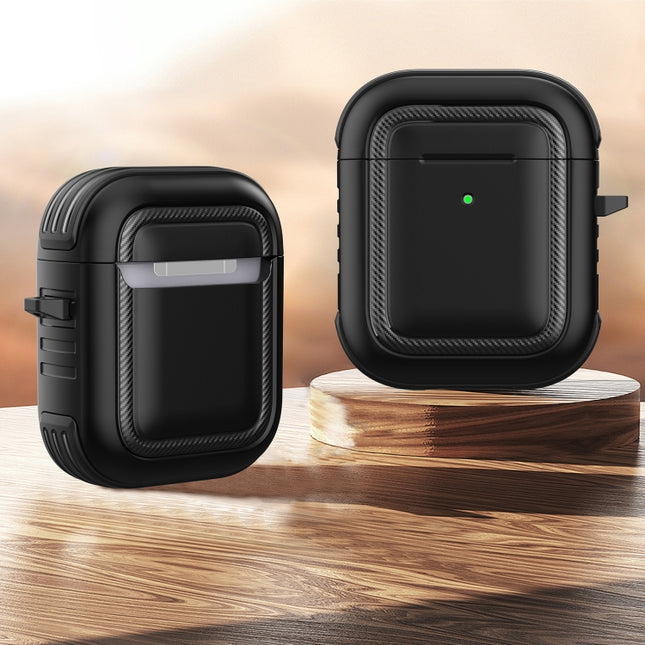Estuche protector de TPU + PC a prueba de golpes para auriculares inalámbricos con mosquetón, para AirPods 1/2, para AirPods Pro