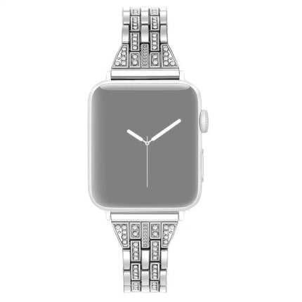 Double Row Diamond Alloy Watchband, For Apple Watch Series 8&7 41mm / SE 2&6&SE&5&4 40mm / 3&2&1 38mm, For Apple Watch Series 7 41mm / 6 & SE & 5 & 4 40mm / 3 & 2 & 1 38mm, For Apple Watch Series 8&7 45mm / SE 2&6&SE&5&4 44mm / 3&2&1 42mm