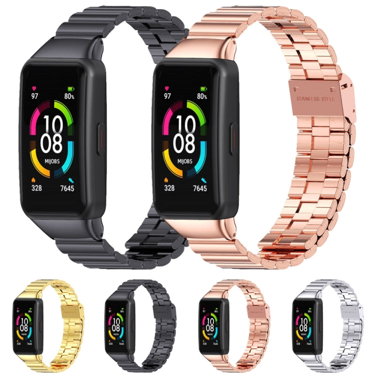 MIJOBS Bamboo Joint Stainless Steel Metal Buckle Replacement Strap Watchband, For Huawei Band 6 / Honor Band 6
