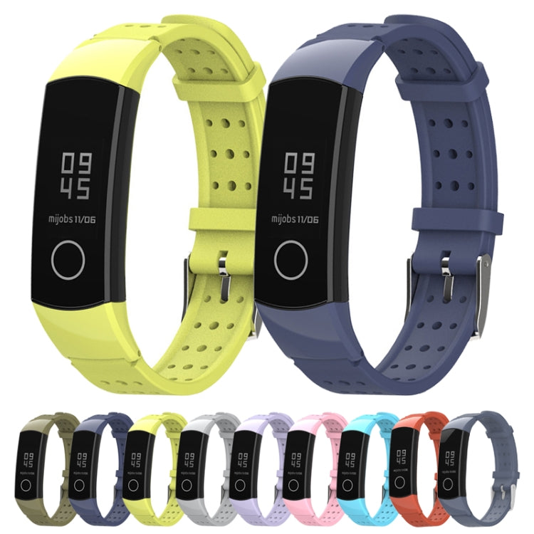 MIJOBS Breathable Silicone Replacement Strap Watchband with Hole, For Honor Band 4 / 5