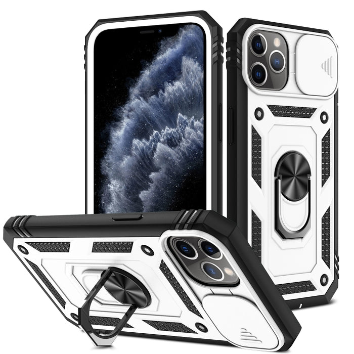 Funda protectora de TPU + PC con diseño de cubierta de cámara deslizante con soporte giratorio de 360 ​​grados y ranura para tarjeta, para iPhone 11 Pro, para iPhone 11 Pro Max