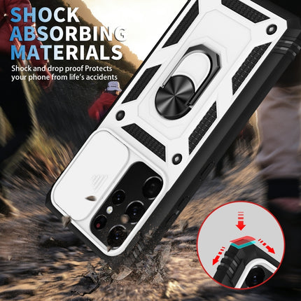 Sliding Camera Cover Design TPU + PC Protective Case with 360 Degree Rotating Holder & Card Slot, For Samsung Galaxy S21 Ultra 5G