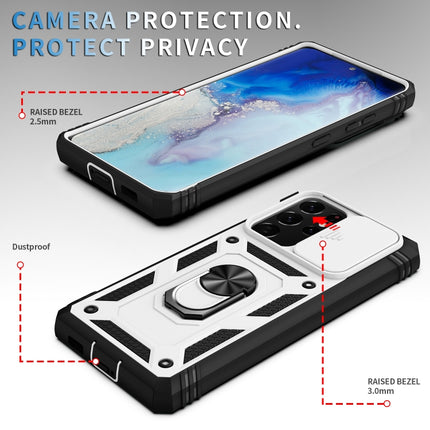 Sliding Camera Cover Design TPU + PC Protective Case with 360 Degree Rotating Holder & Card Slot, For Samsung Galaxy S21 Ultra 5G