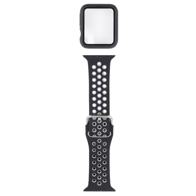Silicone Replacement Strap Watchband + Protective Case with Screen Protector Set For Apple Watch Series, 3 & 2 & 1 38mm