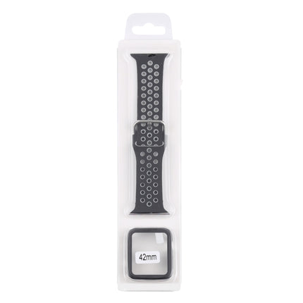 Silicone Replacement Strap Watchband + Protective Case with Screen Protector Set For Apple Watch Series, 3 & 2 & 1 42mm
