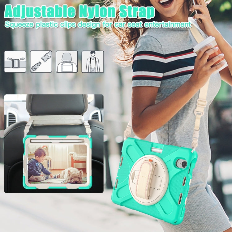 Silikon-Hybrid-PC-Tablethülle mit Griffhalter und Schultergurt, für iPad mini 6 / mini 2024