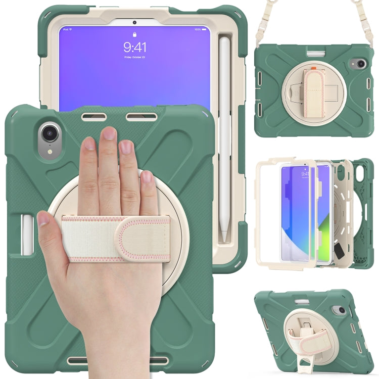 Silikon-Hybrid-PC-Tablethülle mit Griffhalter und Schultergurt, für iPad mini 6 / mini 2024