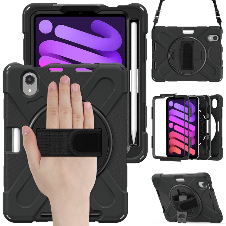 Silikon-Hybrid-PC-Tablethülle mit Griffhalter und Schultergurt, für iPad mini 6 / mini 2024