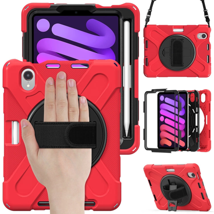 Silikon-Hybrid-PC-Tablethülle mit Griffhalter und Schultergurt, für iPad mini 6 / mini 2024