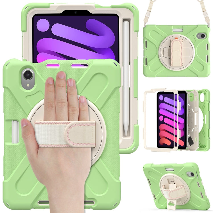 Silikon-Hybrid-PC-Tablethülle mit Griffhalter und Schultergurt, für iPad mini 6 / mini 2024