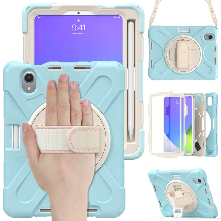 Silikon-Hybrid-PC-Tablethülle mit Griffhalter und Schultergurt, für iPad mini 6 / mini 2024