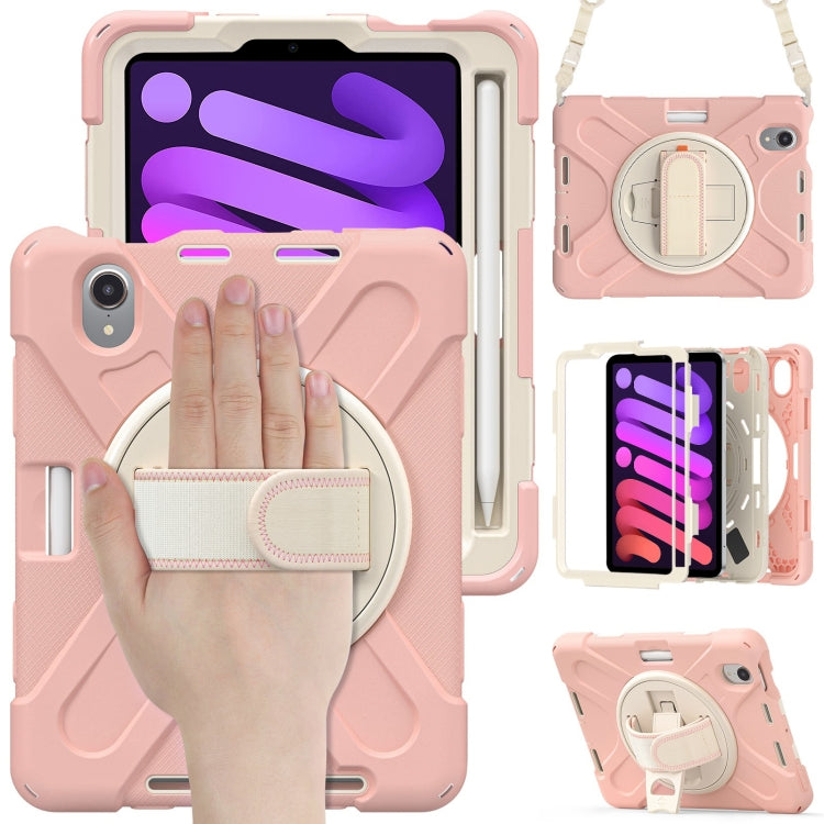 Silikon-Hybrid-PC-Tablethülle mit Griffhalter und Schultergurt, für iPad mini 6 / mini 2024