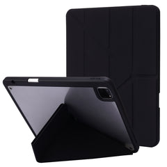 Deformation Transparent Acrylic Horizontal Flip PU Leather Case with Multi-folding Holder & Sleep / Wake-up Function & Pen Slot, For iPad Pro 11.0 2021 / 2020 / 2018, For iPad Air 2022 / 2020 10.9, For iPad 9.7 2017 / 2018 / Pro 9.7