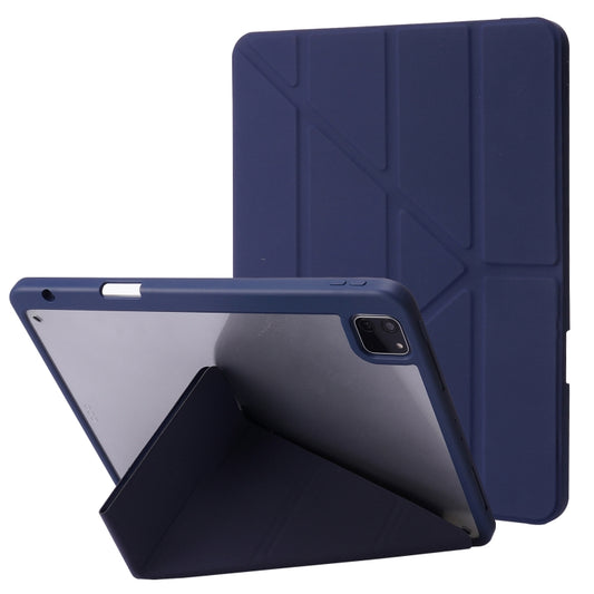 Deformation Transparent Acrylic Horizontal Flip PU Leather Case with Multi-folding Holder & Sleep / Wake-up Function & Pen Slot, For iPad Pro 11.0 2021 / 2020 / 2018, For iPad Air 2022 / 2020 10.9, For iPad 9.7 2017 / 2018 / Pro 9.7