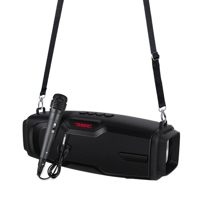 New Rixing NR-6012M Bluetooth 5.0 Portable Outdoor Karaoke Wireless Bluetooth Speaker with Microphone & Shoulder Strap, NR-6012M(Black), NR-6012M(Red), NR-6012M(Blue), NR-6012M(Green)