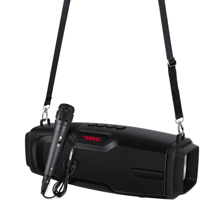 New Rixing NR-6012M Bluetooth 5.0 Portable Outdoor Karaoke Wireless Bluetooth Speaker with Microphone & Shoulder Strap, NR-6012M(Black), NR-6012M(Red), NR-6012M(Blue), NR-6012M(Green)