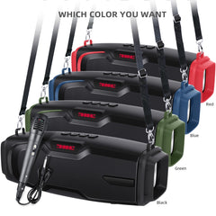 New Rixing NR-6012M Bluetooth 5.0 Portable Outdoor Karaoke Wireless Bluetooth Speaker with Microphone & Shoulder Strap, NR-6012M(Black), NR-6012M(Red), NR-6012M(Blue), NR-6012M(Green)