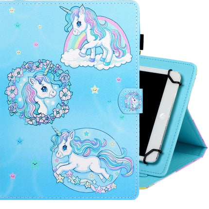 Universal Colored Drawing Horizontal Flip PU Leather Case with Holder & Card Slot, 7 inch, 8 inch, 10 inch