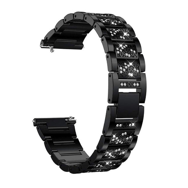 22mm Universal Three-beads Diamond Steel Replacement Strap Watchband, 22mm